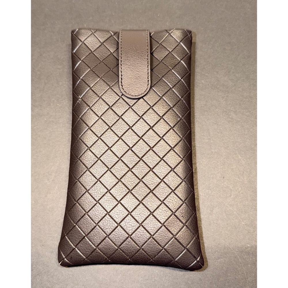 Bottega Veneta Intrecciato Woven Leather Sunglasses Case Dark Brown Espresso